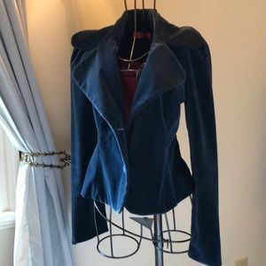 Navy Velvet Jacket with red lining